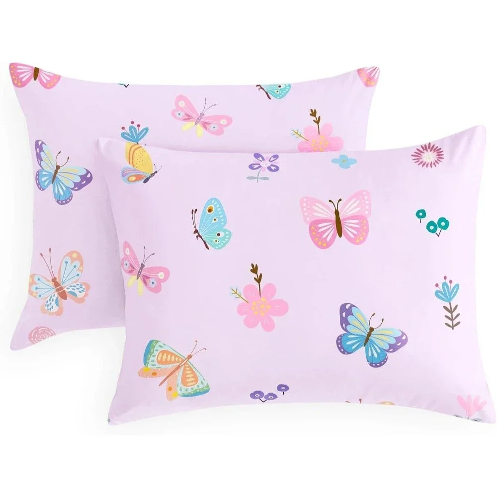 Wake In Cloud Butterfly Pillowcases Set of 2 Purple Standard 20x26 Floral